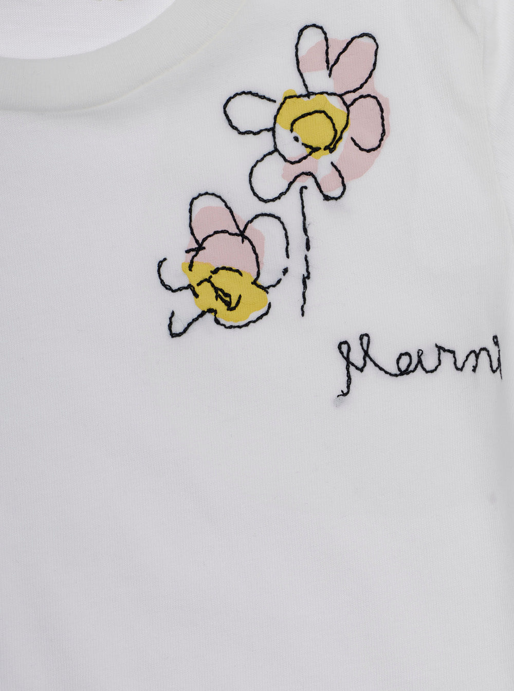 White T-Shirt with Embroidered Logo Lettering on the Front in Baby Cotton Tshirts And Polo Shirts