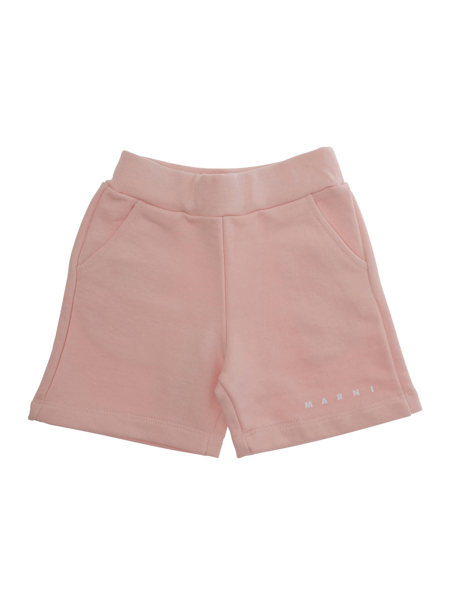 Shorts With Logo Lettering Pink Cotton