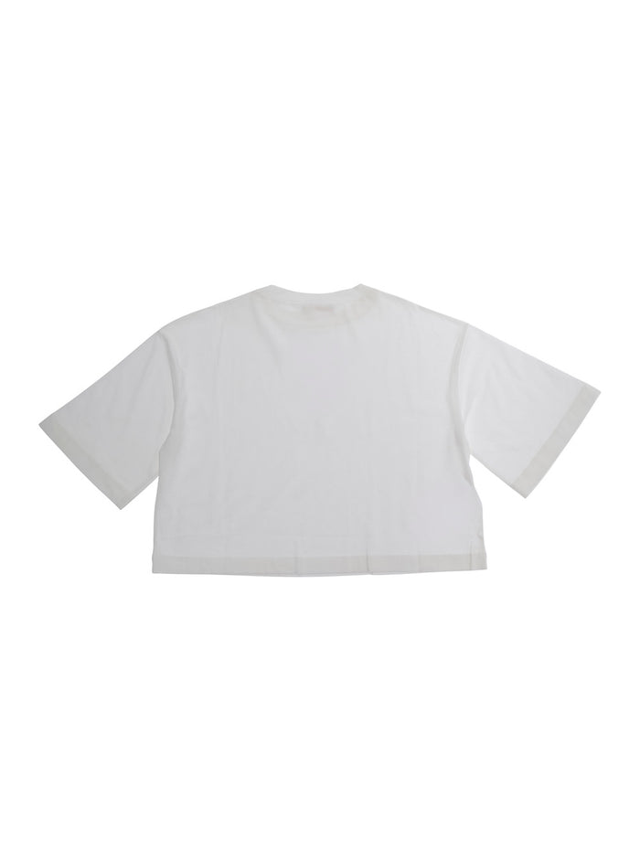 Crop T-Shirt Marni with Embroidered Logo on the Front in White Cotton for Girls Tshirts And Polo Shirts