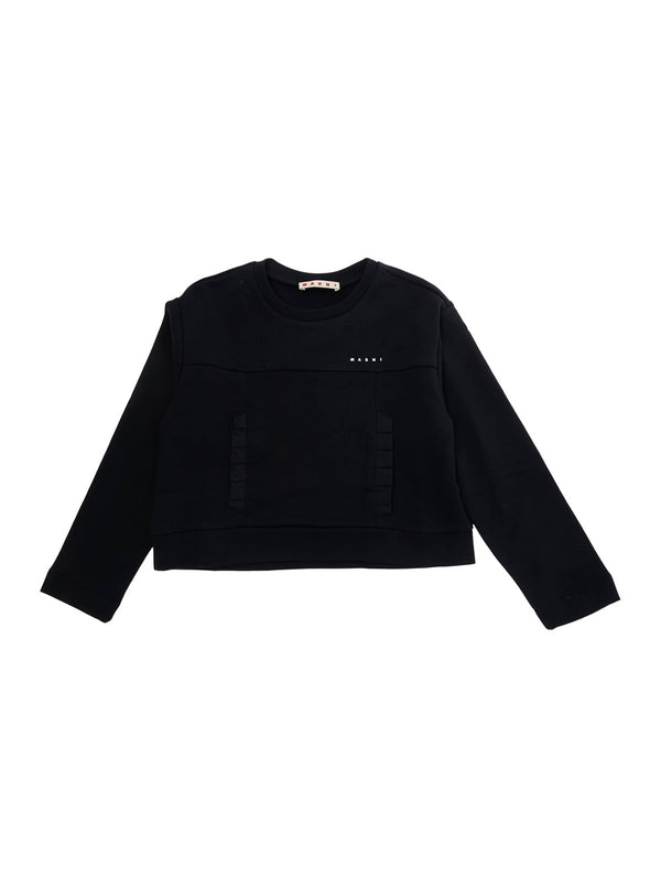 Sweatshirt With Logo Black Cotton Hoods & Sweatshirts