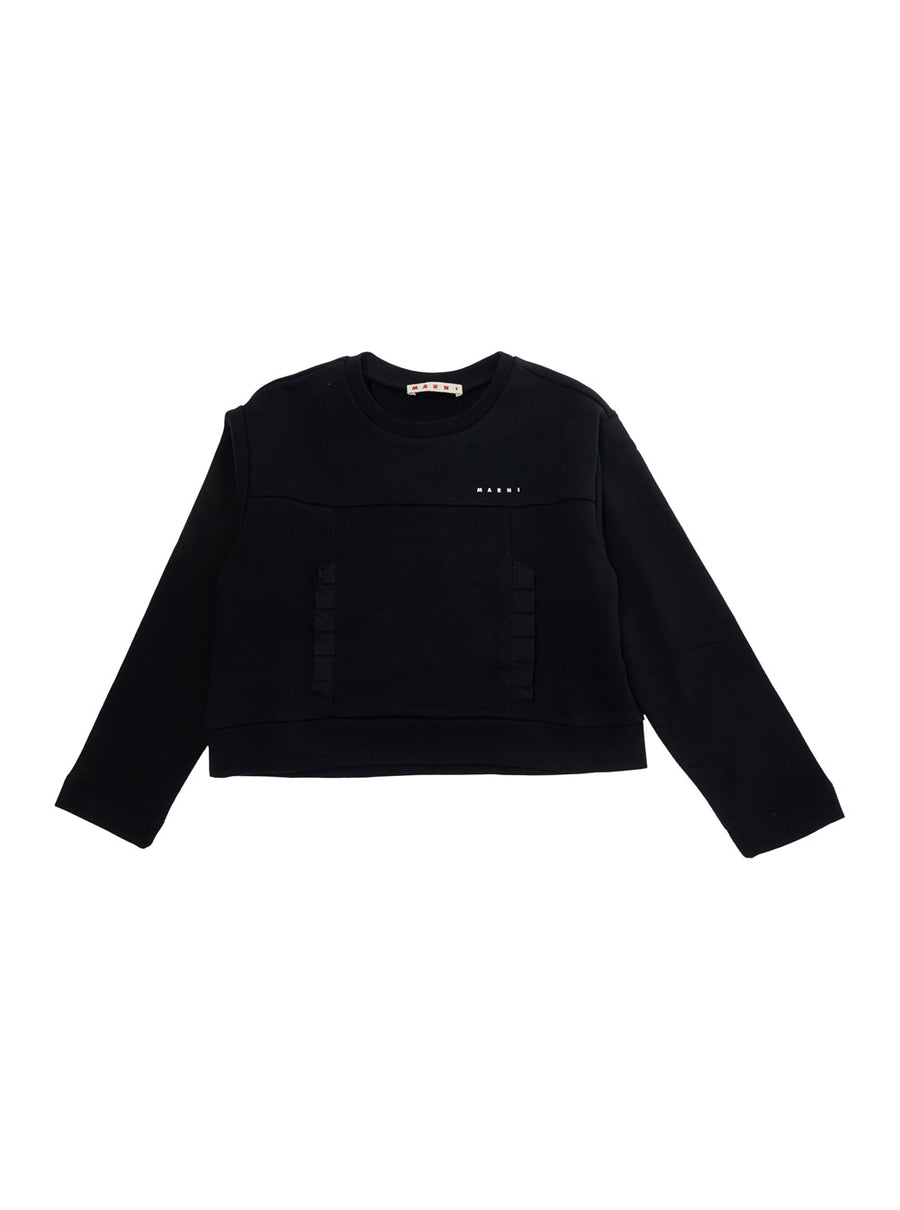 Sweatshirt With Logo Black Cotton Hoods & Sweatshirts