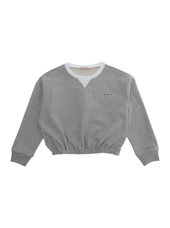 OVER SWEATSHIRT Gray - Long Sleeve with Round Neck Cotton Child Grey Sweatshirts