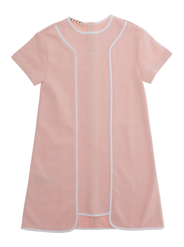 Dress Pink With Short Sleeves And Back Closure. Tech Fabric. Pink. Girl