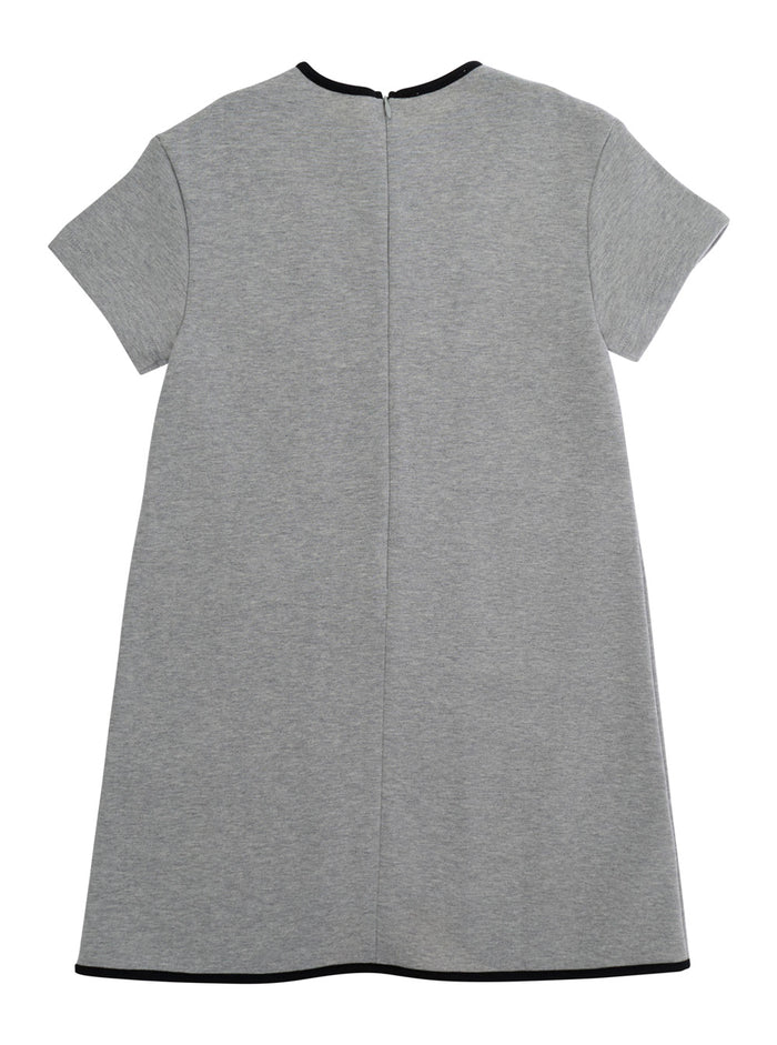 Gray Dress With Long Sleeves And Round Neckline Cotton For Girl Grey