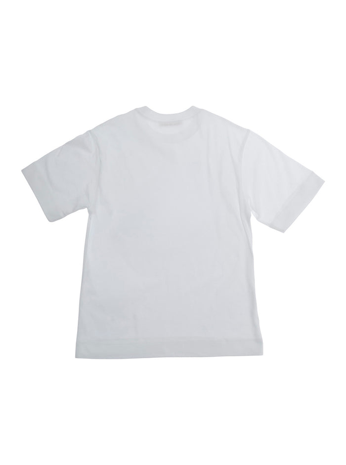 White T-Shirt with Front Print and Logo Lettering in Cotton for Kids Tshirts Polo Shirts