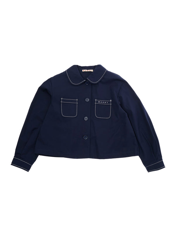 Jacket Classic Collar Blue Cotton Blazers