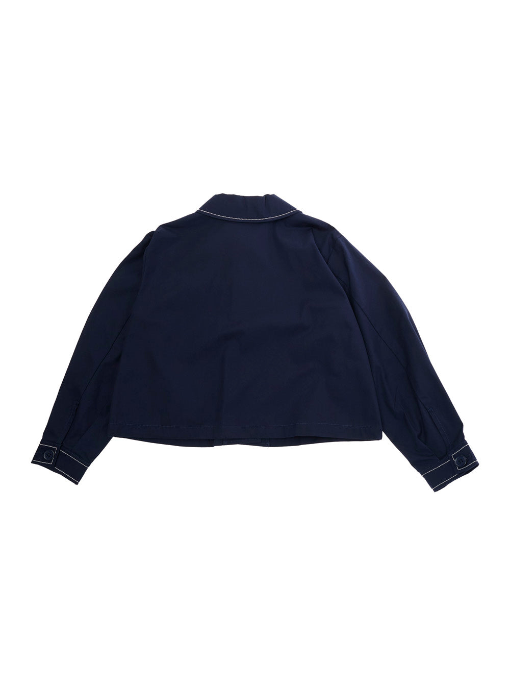 Classic Collar Jacket with Lettering Logo on Front in Blue Cotton for Girls Blu Blazers