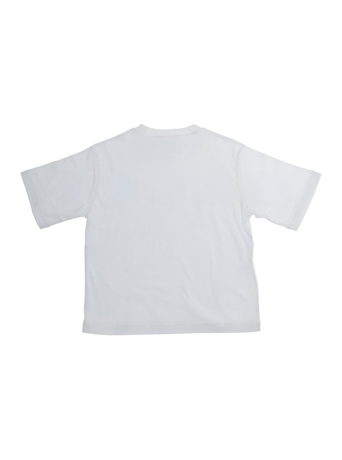 Crew Neck Logo T-Shirt with Front Lettering in White Cotton for Girls Tshirts And Polo Shirts