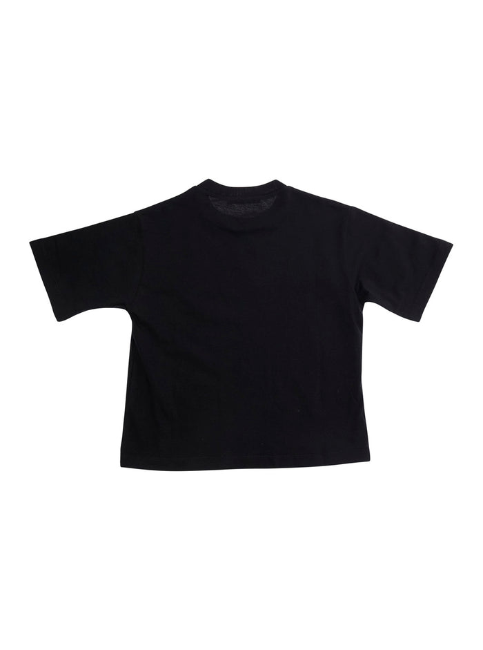 Black T-Shirt MARNI KIDS with Logo Lettering on the Front in Womens Cotton Tshirts And Polo Shirts