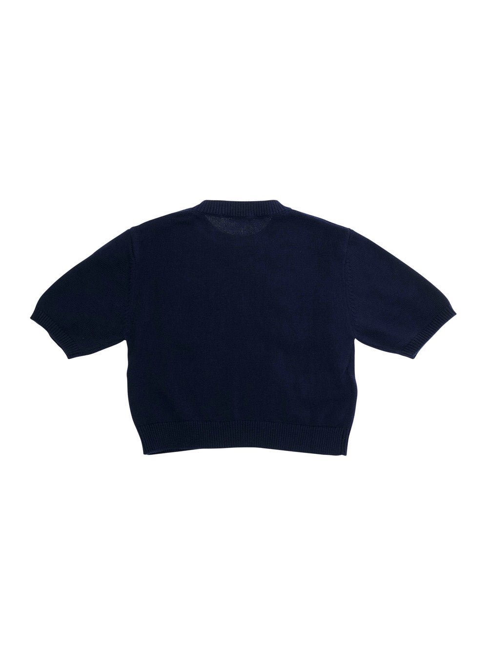 Crew Neck Sweater with Logo Lettering Embroidery on the Front in Blue for Girls Blu Cotton Jersey