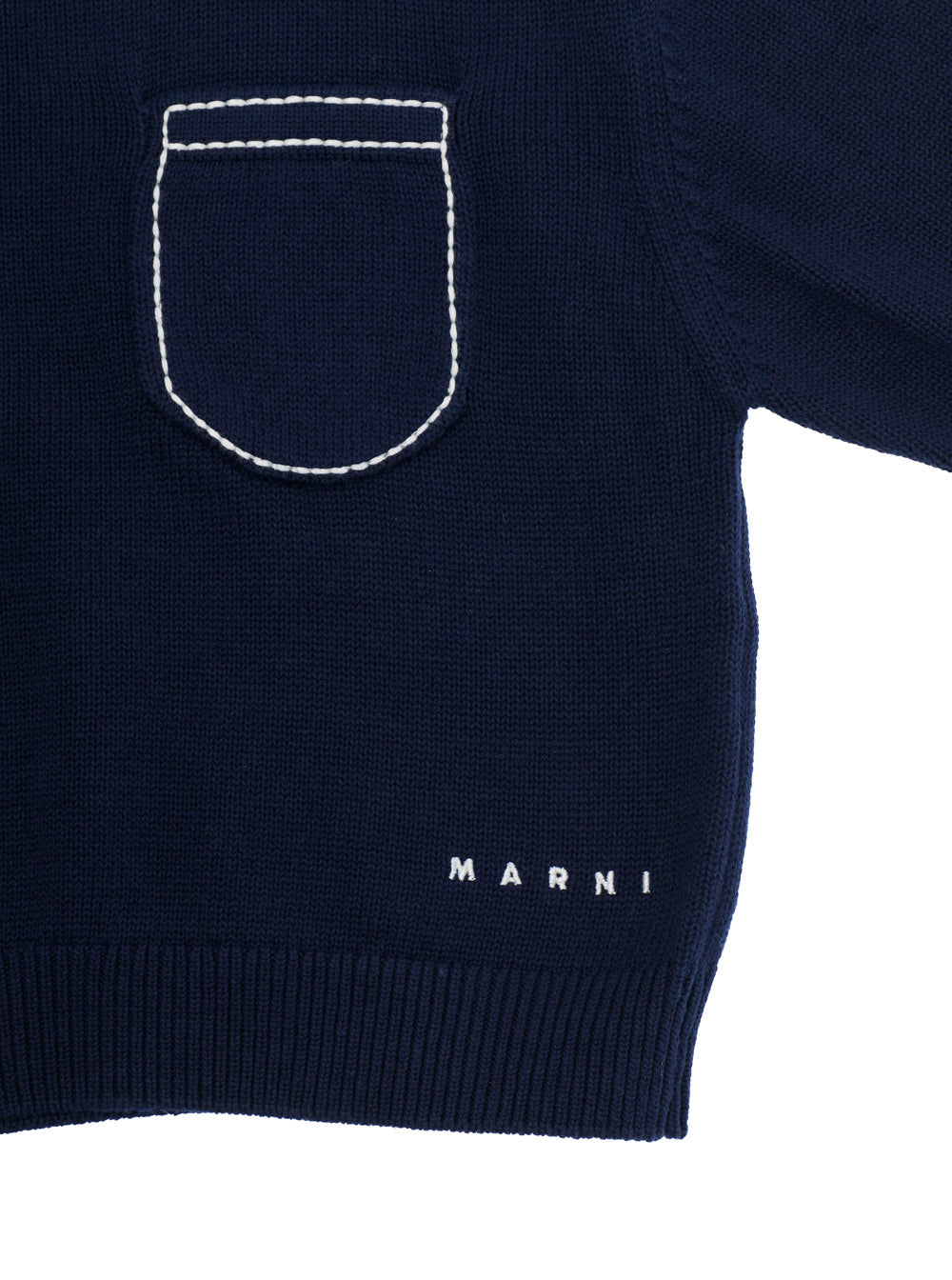 Crew Neck Sweater with Logo Lettering Embroidery on the Front in Blue for Girls Blu Cotton Jersey