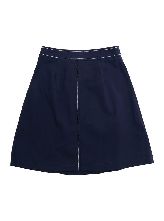 Skirt M01753M00UVMG169F0M860 Blue with Pleated Details and Cotton Lettering Logo for Girls Blu