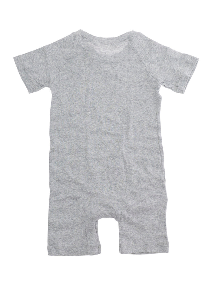 Baby Romper with Coordinated Hat and Bib Logo Lettering Print on the Front in Grey Cotton Suits