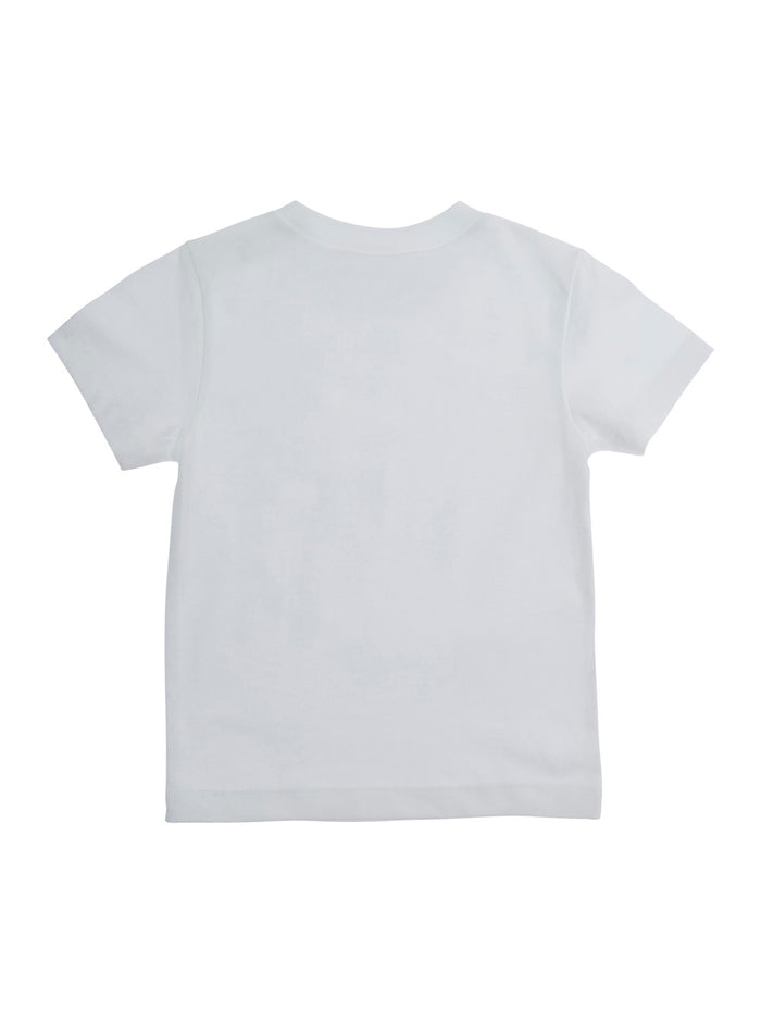 Crew Neck T-Shirt with Front Lettering Logo in Baby White Cotton Tshirts And Polo Shirts