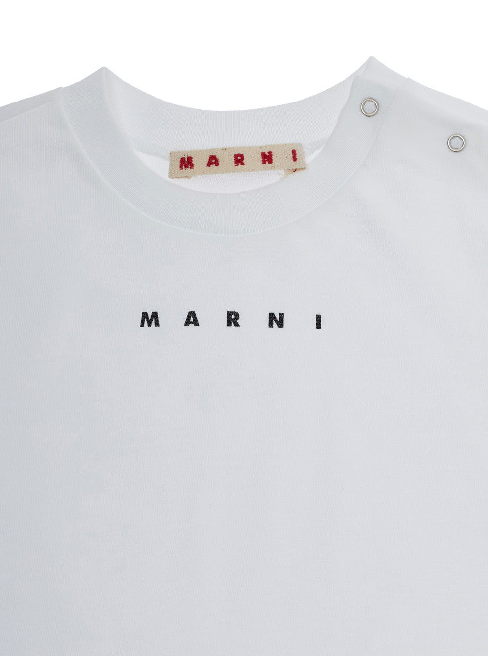 Crew Neck T-Shirt with Front Lettering Logo in Baby White Cotton Tshirts And Polo Shirts