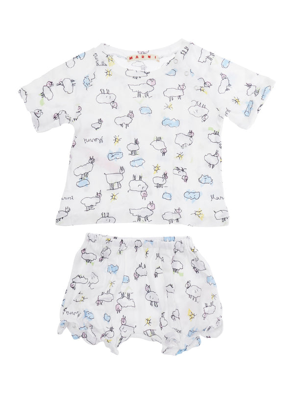 Baby Romper And Shorts Set Bianca White Cotton Tracksuit Sets