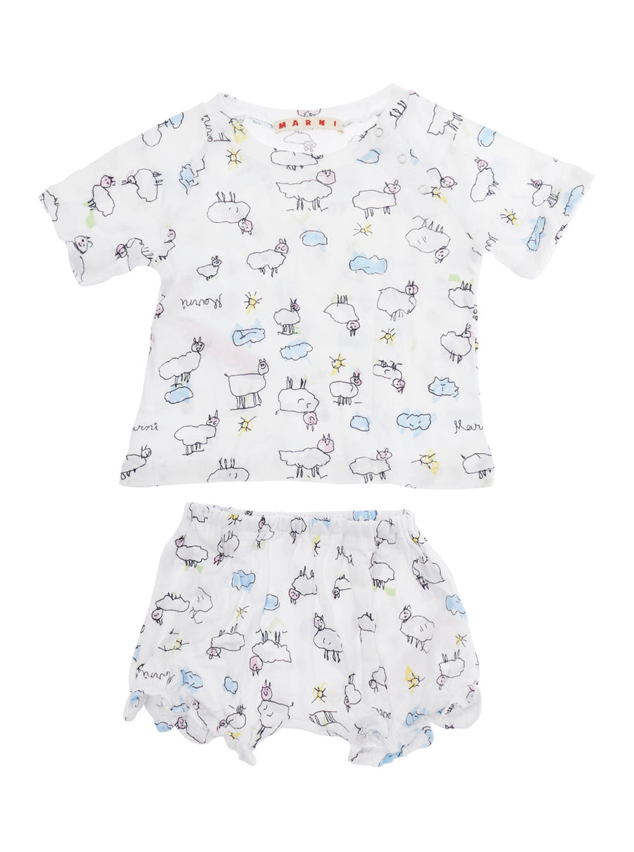 Baby Romper And Shorts Set Bianca White Cotton Tracksuit Sets