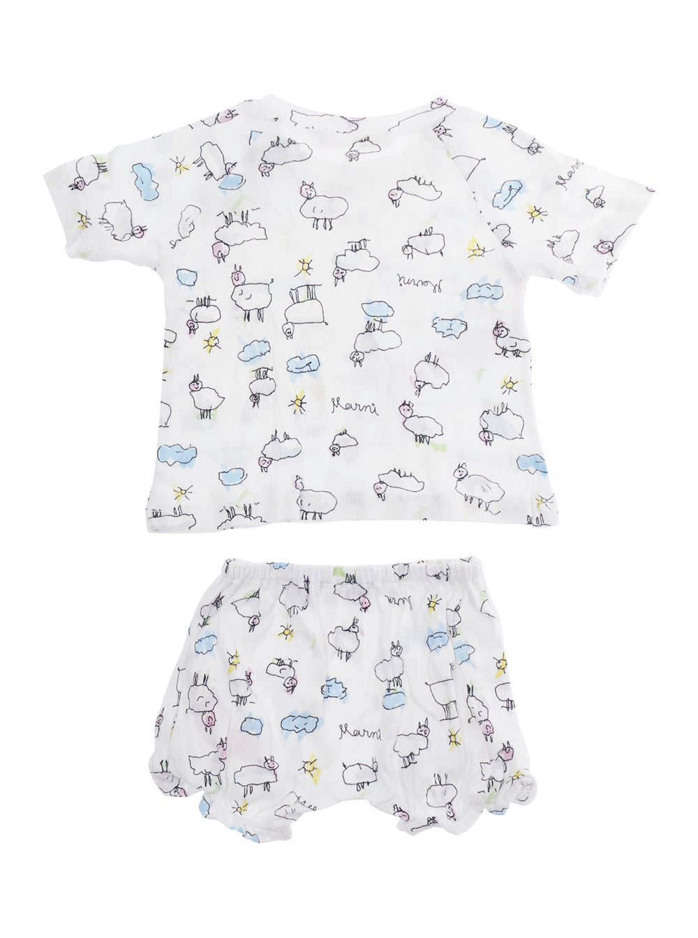 Baby Bianca All-Over Print Romper and Shorts Set White Cotton Suits