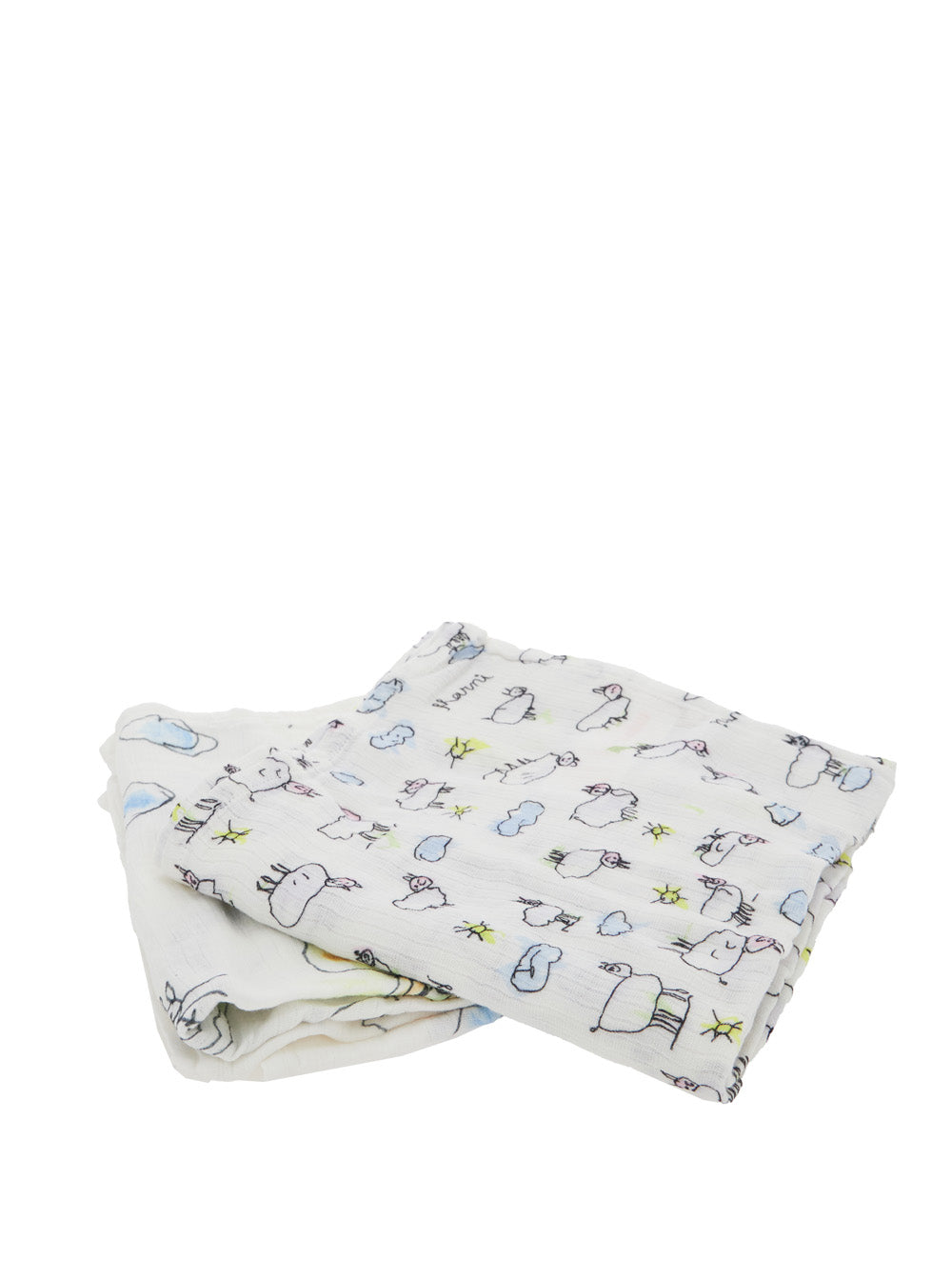 Set of Two Marni Blankets with All-Over Print in White Cotton for Kids