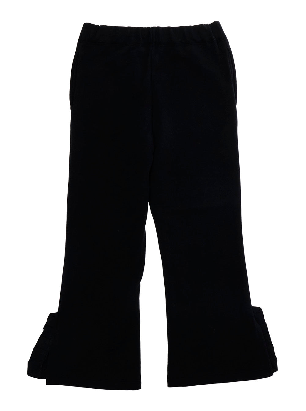 Black Cotton Pants with Front Logo Lettering and Oversized Hem for Girls Trousers