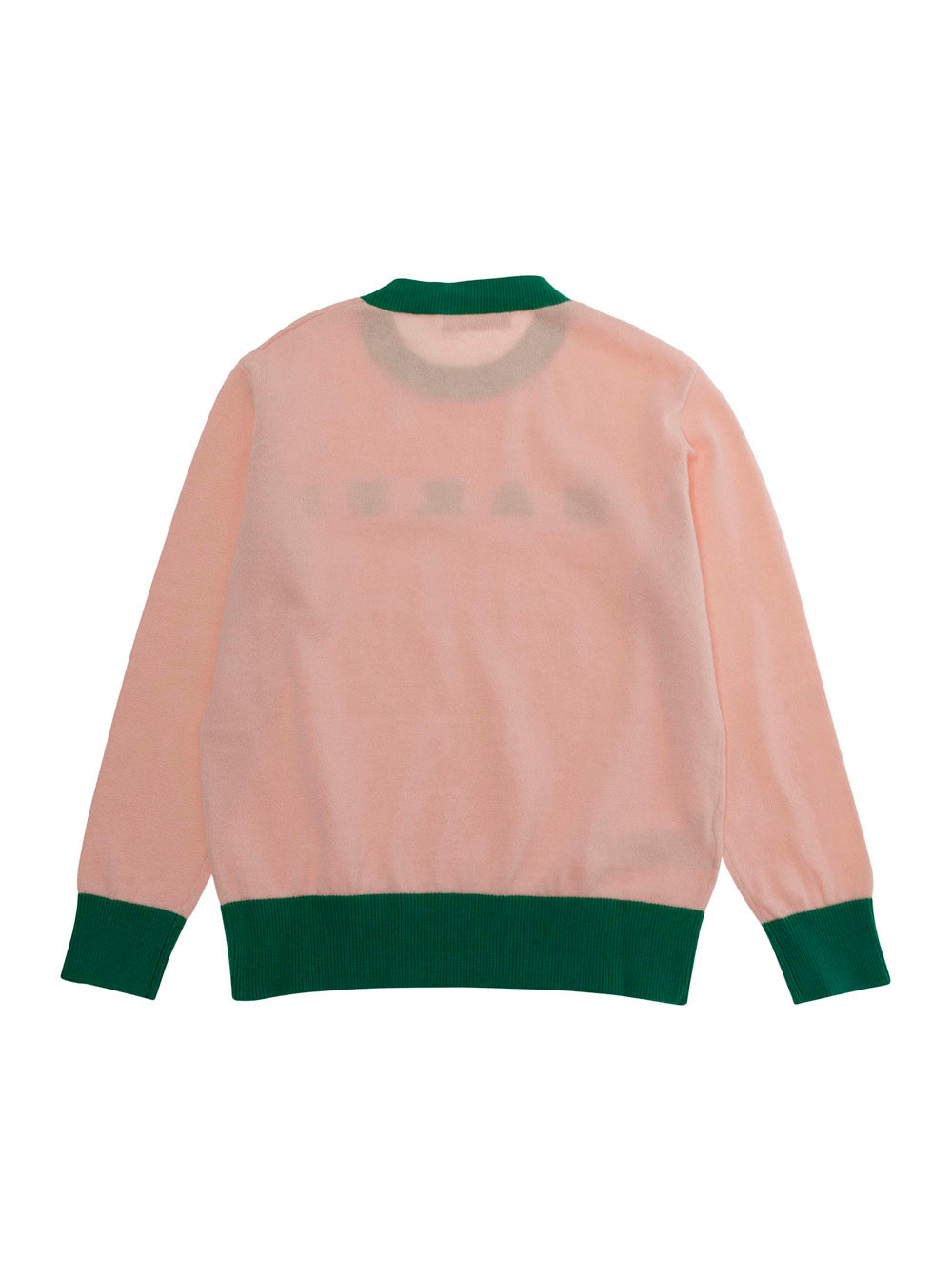 Crew Neck Sweater with Logo Lettering on the Front and Contrast Finishes in Pink for Kids Cotton Jersey