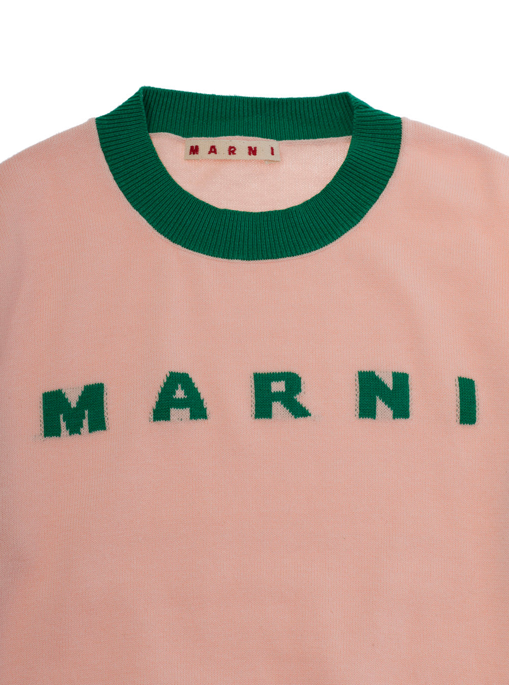 Crew Neck Sweater with Logo Lettering on the Front and Contrast Finishes in Pink for Kids Cotton Jersey