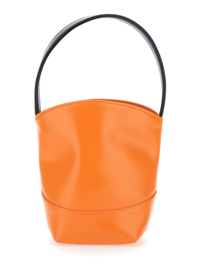 Crossbody Bag MARNI with Contrasting Top Handle and Lettering Logo on Front in Orange Ecoleather for Girls Polyester