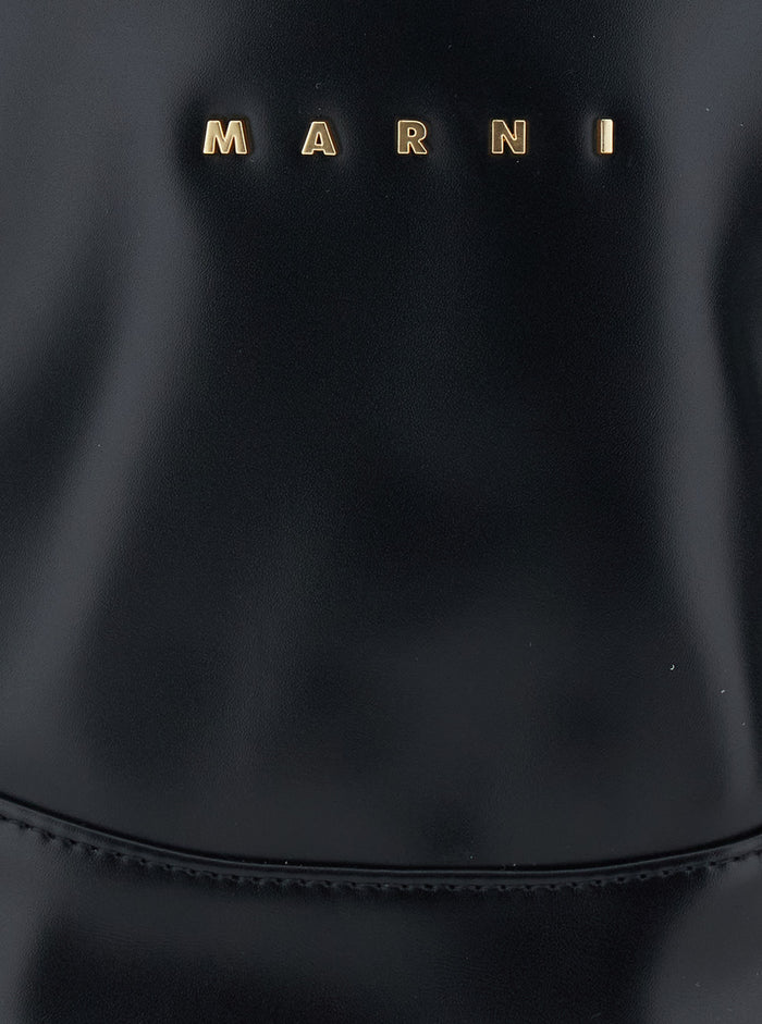 Crossbody Bag Marni Kids With Contrast Top Handle And Lettering Logo On Front In Ecoleather For Girls Black Polyester