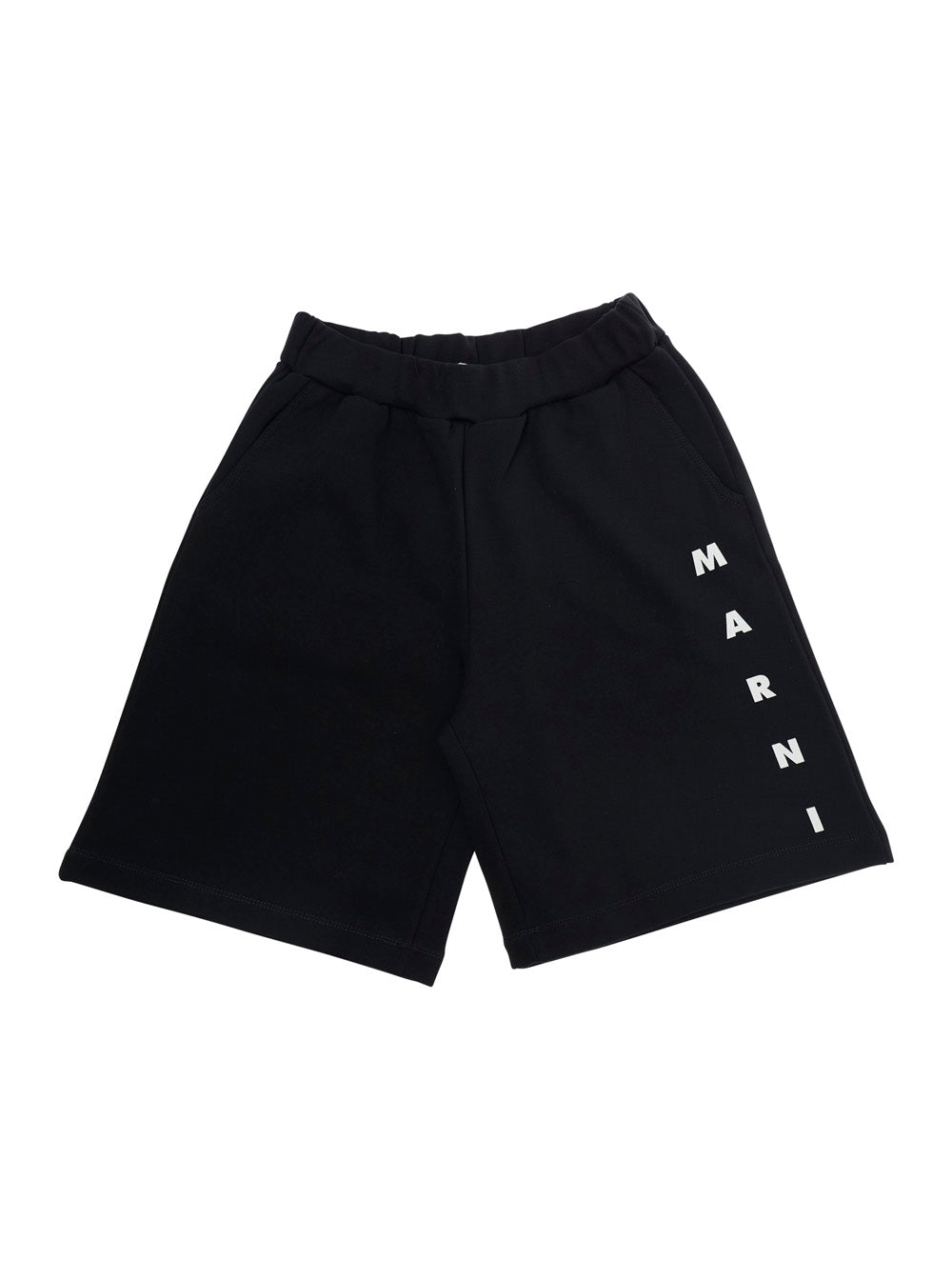 Black Shorts M01823M00V0MP217U0M900 with Elastic Waist and Lettering Logo on the Front in Cotton for Kids Bermuda