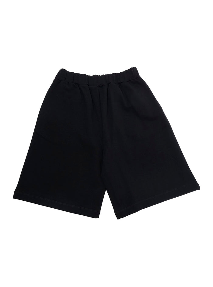 Black Shorts M01823M00V0MP217U0M900 with Elastic Waist and Lettering Logo on the Front in Cotton for Kids Bermuda