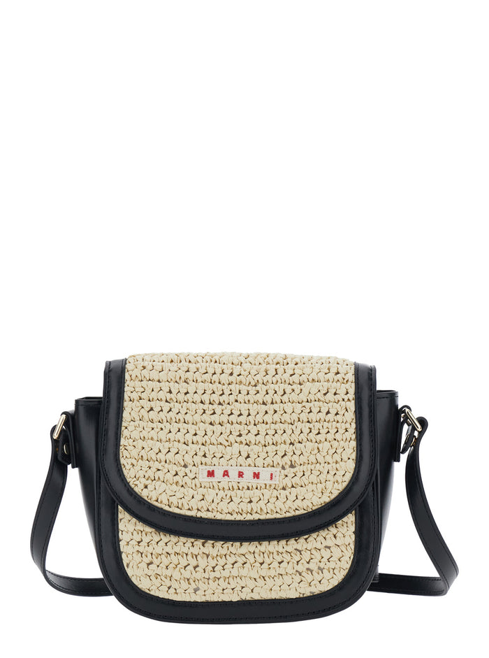 Crossbody Bag Marni Kids With Adjustable And Removable Leather Beige Fabric Strap For Girls Polyester