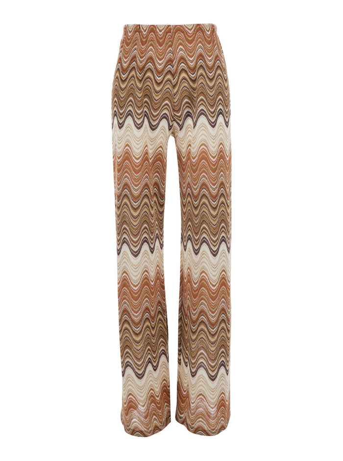 Multicolor Pants Tonia - Sea Wave Lurex 18l With Elastic Waist And Side Pockets Tech Fabric Polyester Trousers