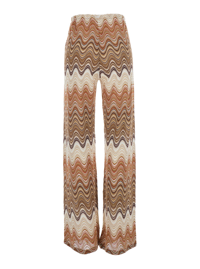Multicolor Pants Tonia - Sea Wave Lurex 18l With Elastic Waist And Side Pockets Tech Fabric Polyester Trousers