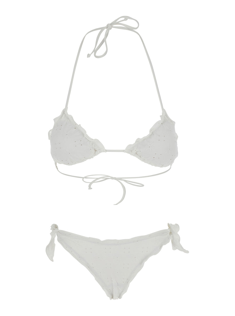Moon - Sangallo Mini Daisy Embry 01 Bikini With Lace Details Fabric White Women Polyamide Elastane Beachwear