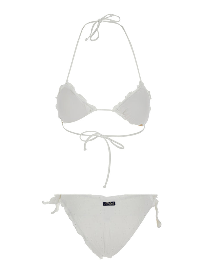 Moon - Sangallo Mini Daisy Embry 01 Bikini With Lace Details Fabric White Women Polyamide Elastane Beachwear