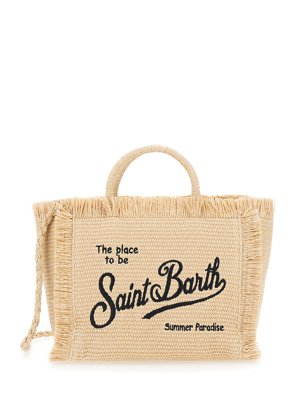 Colette Beige Handbag With Logo On The Front And Frayed Edges Straw Women Polypropylene Cotton Hand Bags
