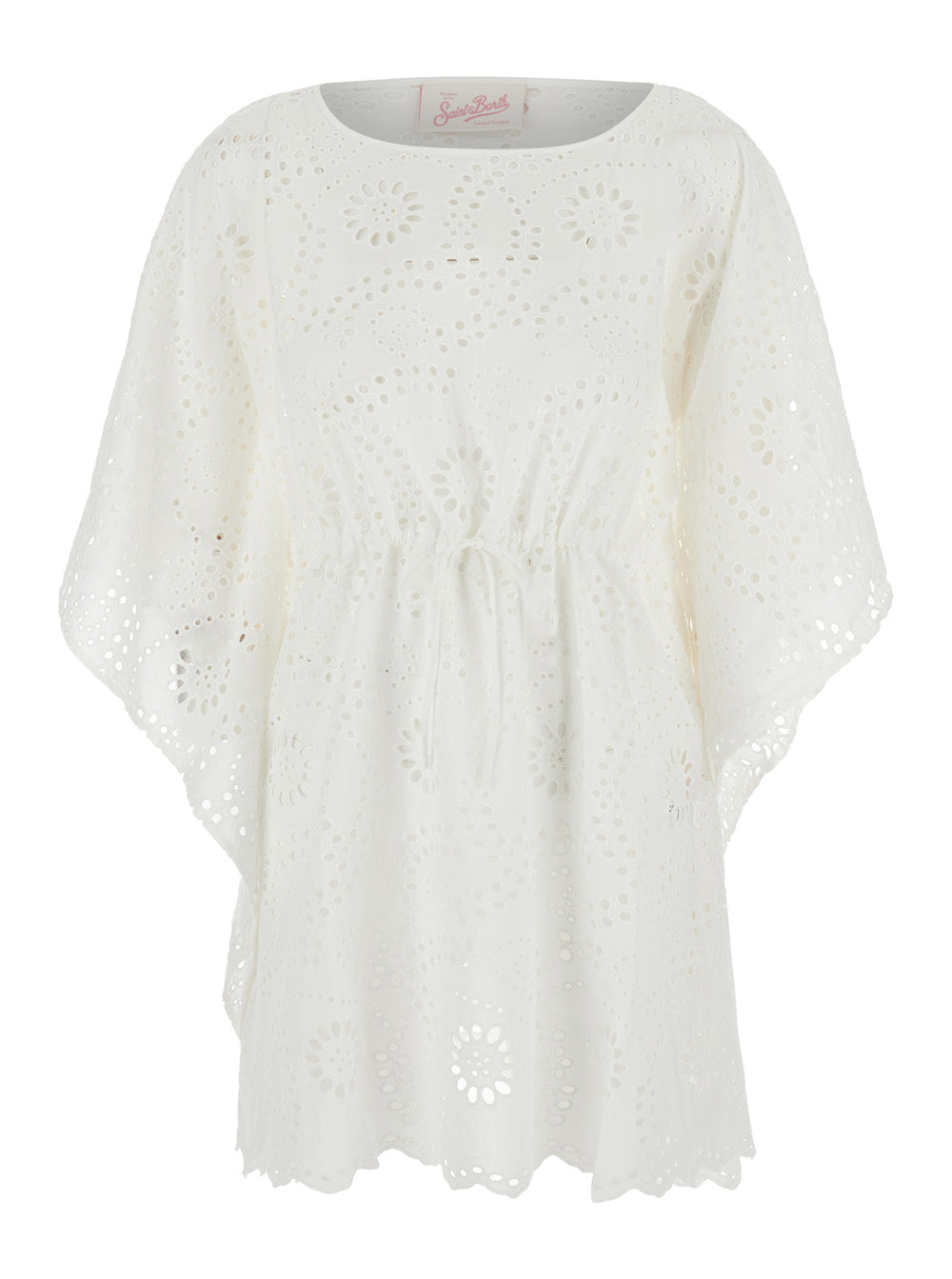 Kaftan Iria - Sangallo Sunflower Embry 01 White Lightweight Clothing With Lace Details Polyester Women Beachwear