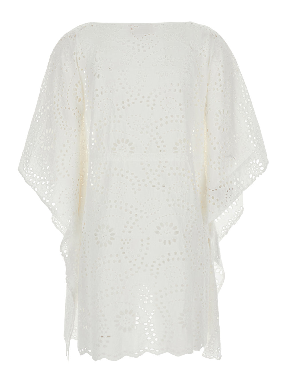 Kaftan Iria - Sangallo Sunflower Embry 01 White Lightweight Clothing With Lace Details Polyester Women Beachwear
