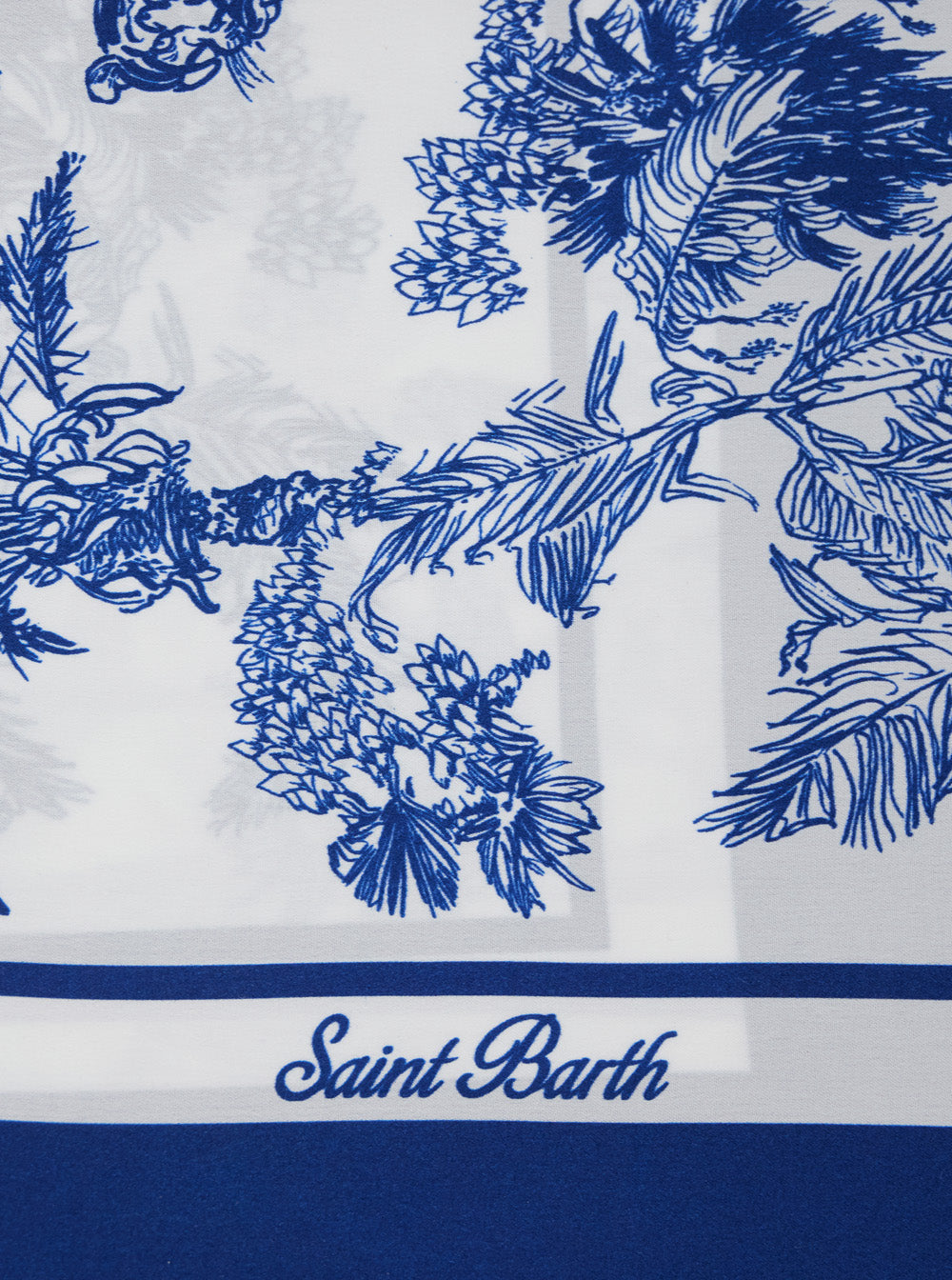 Kitana - Silk Foulard Jungle Oceania 01 Blue Scarf With Pattern Blu Scarfs And Foulards