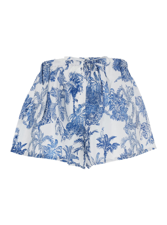 Kammy - Silk Habotai Scarf Jungle Oceania 01 Blue With Print Women Blu Shorts And Bermuda