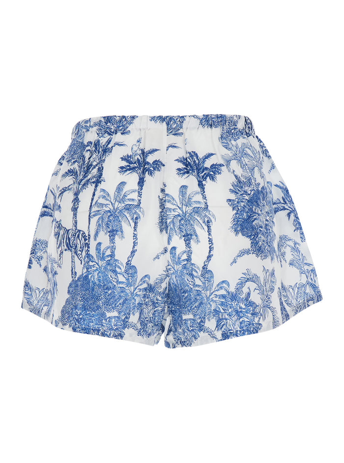 Kammy - Silk Habotai Scarf Jungle Oceania 01 Blue With Print Women Blu Shorts And Bermuda
