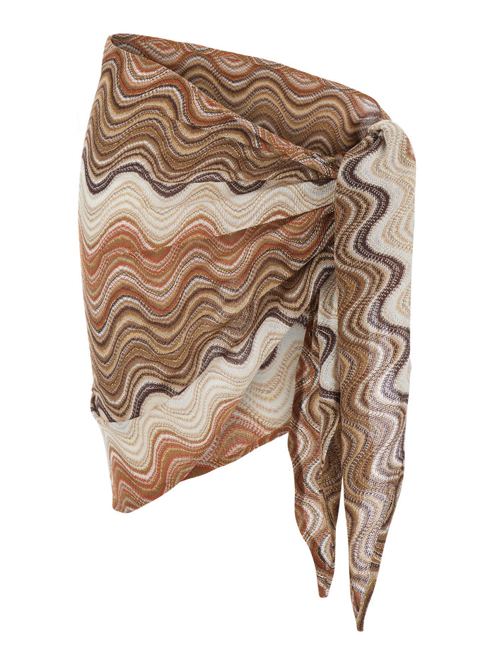 Sery - Rachel Sea Wave 18 Long Skirt With Motif Cotton Blend And Tech Fabric Multicolor Women