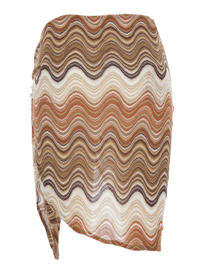 Sery - Rachel Sea Wave 18 Long Skirt With Motif Cotton Blend And Tech Fabric Multicolor Women