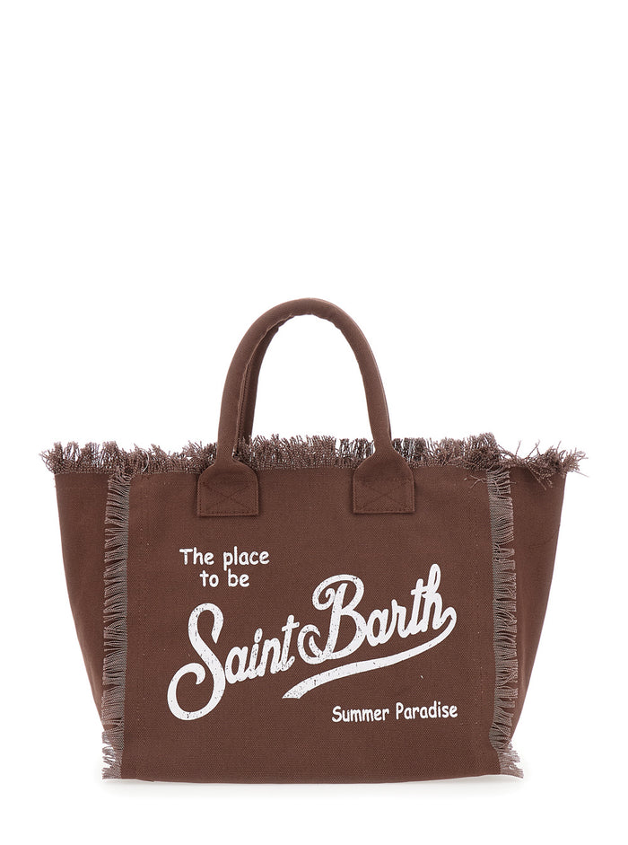 Handbag Vanity Brown Cotton For Women Hand Bags