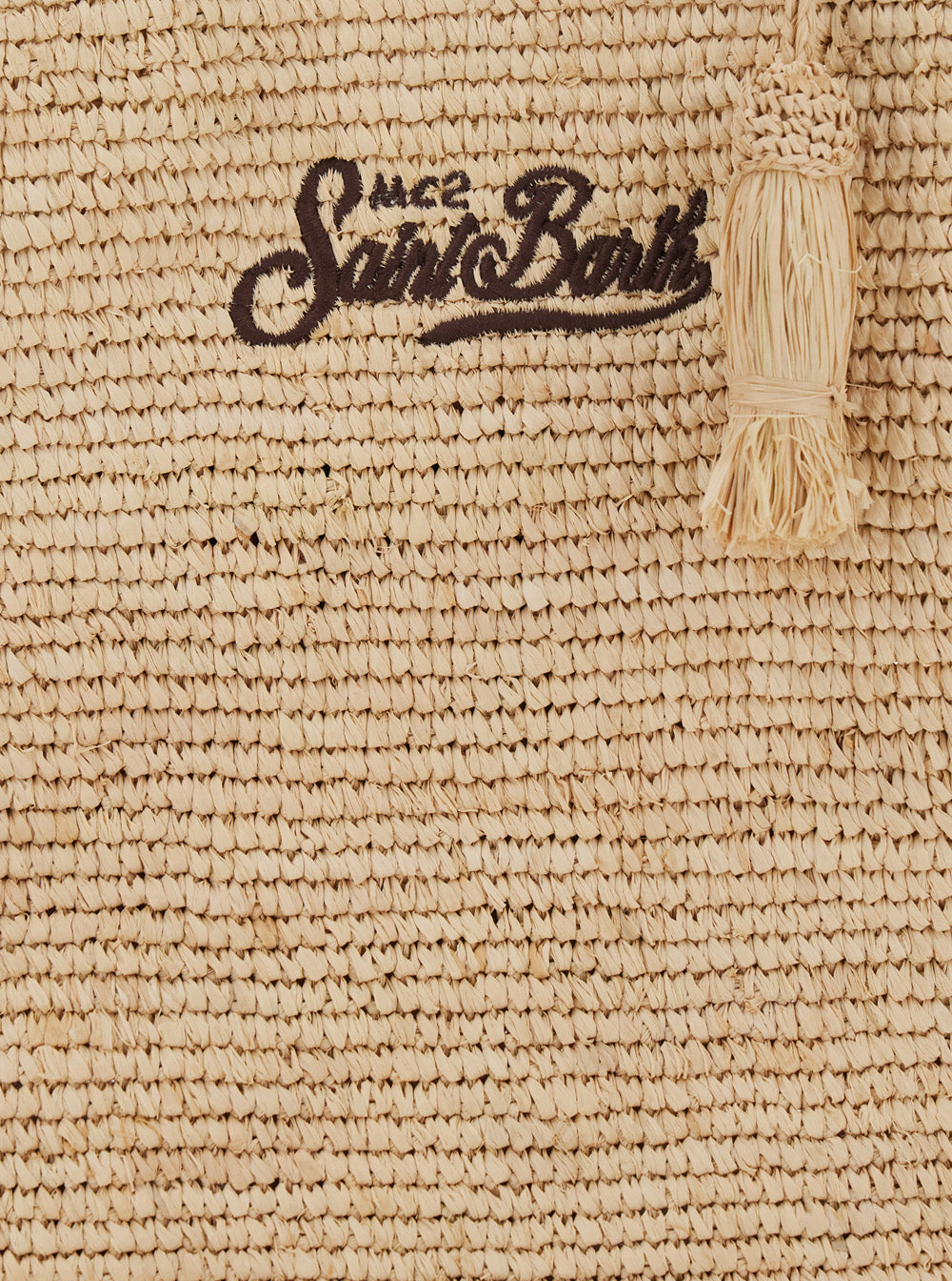 Vanity Beige Handbag With Fringed Edges And Logo On The Front Raffia Woman Hand Bags