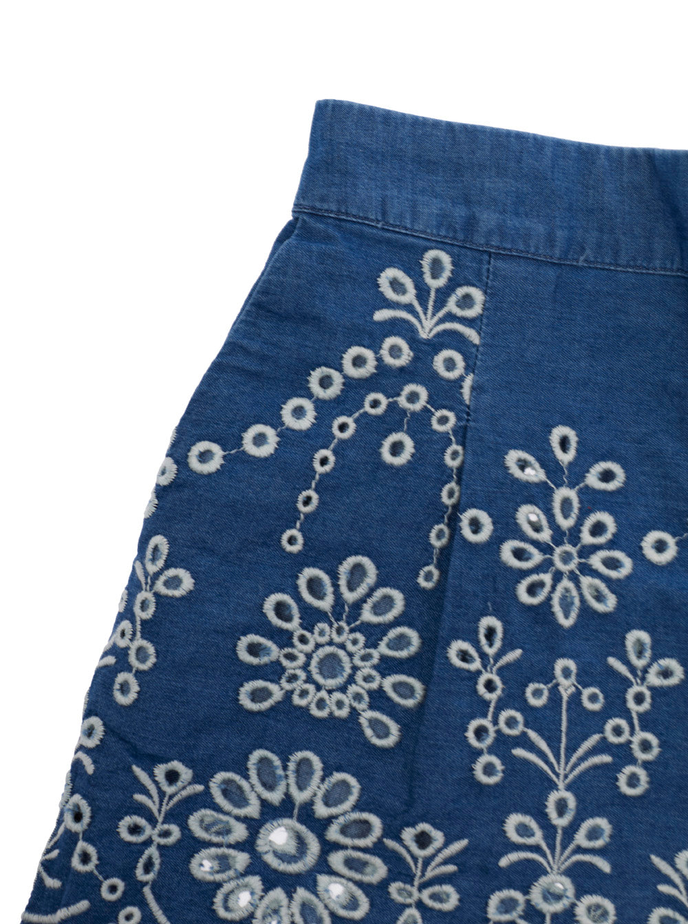 Amani JR - CHAMBRAY M MORRIS FLOWER 10 EMB Shorts with elasticated waist and side pockets In cotton Blue Kids Blu Bermuda