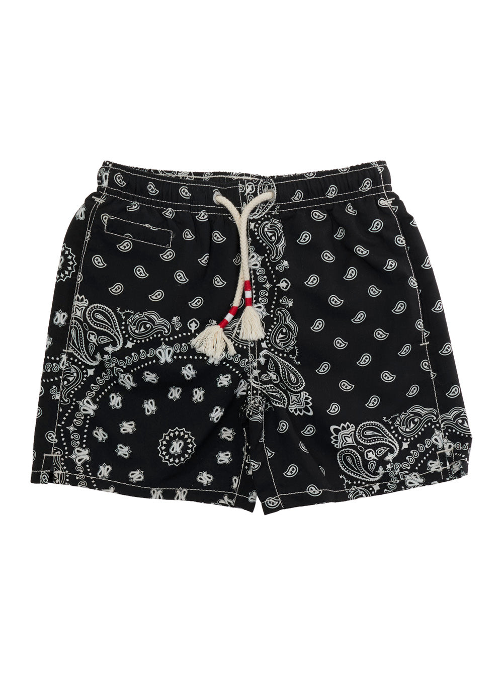 One-Piece Swimsuit CAPRESE JR with Colorful Print and Drawstring in Black Tech Fabric for Kids Beachwear