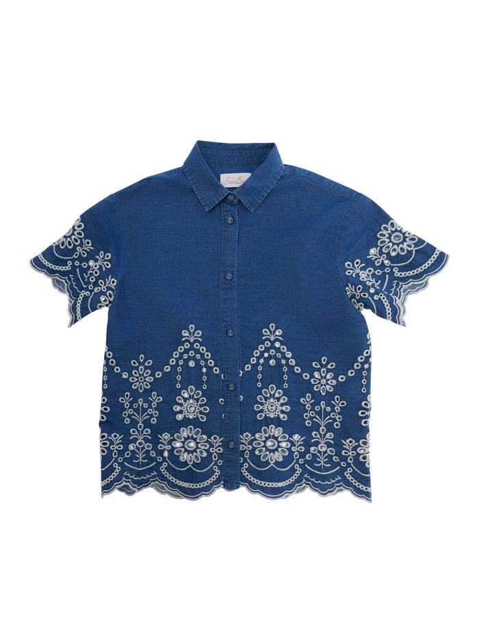 Clementine JR - Chambray M Morris Flowers Blue Shirt Blu And Blouses