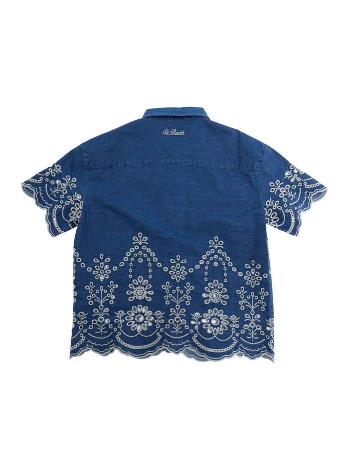 Clementine JR - Chambray M Morris Flowers Blue Shirt Blu And Blouses