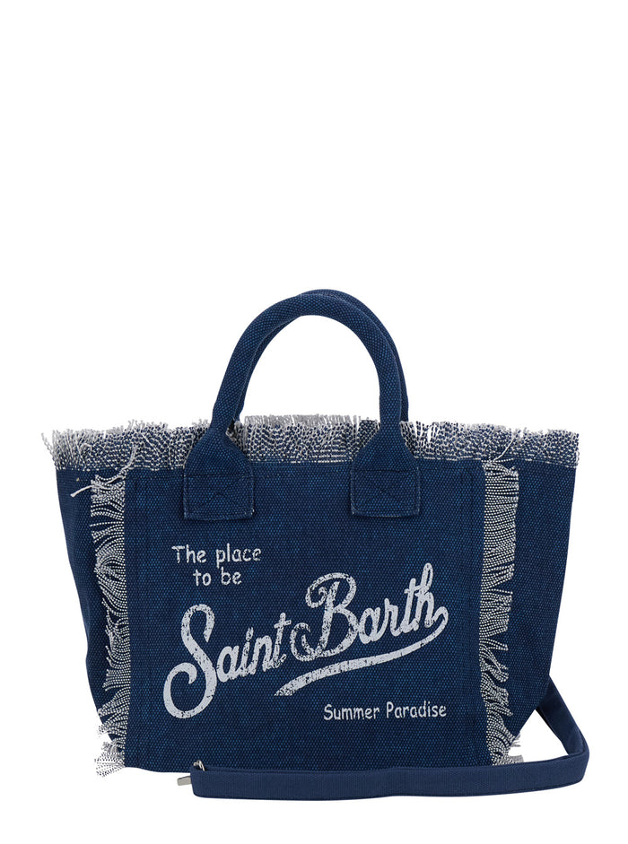 Handbag COLETTE with Short Handles and Printed Logo on the Front in Blue Leather for Women Blu Hand Bags